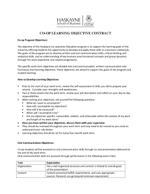 Co-op Learning Objective Contract