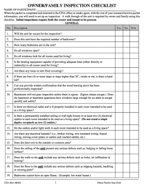 Owner Family Inspection Checklist