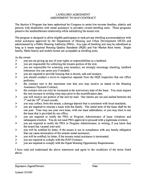 Amendment clause - LANDLORD AGREEMENT AMENDMENT TO HAP CONTRACT - cheyennehousing