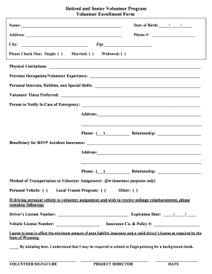 Retired and Senior Volunteer Program Enrollment Form