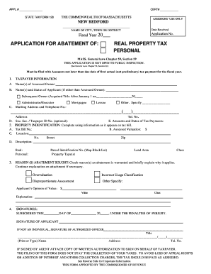 Massachusetts Real Property Tax Abatement Application