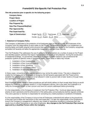 FrameSAFE Site-Specific Fall Protection Plan Template
