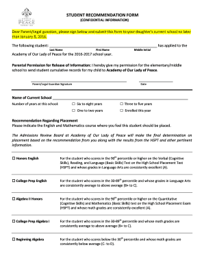 Student Recommendation Form