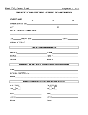 Student Transportation Information Form