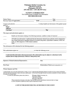 Patient Authorization for Health Records Release