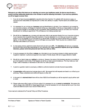 Legacy Women's Health New Patient Information Form
