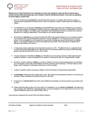 Legacy Women's Health New Patient Information Form