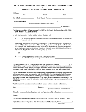 Authorization to Disclose Protected Health Information
