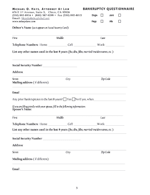 Bankruptcy Questionnaire