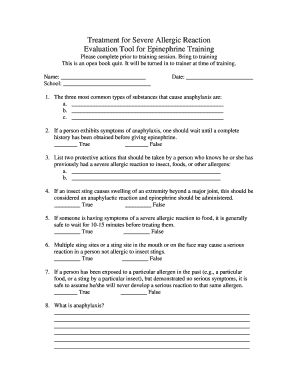 Epinephrine Training Evaluation Form