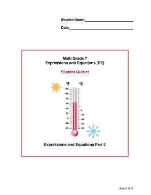 Math Grade 7 Expressions and Equations Quiz