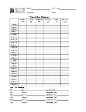 Timetable Planner and Final Exam Schedule