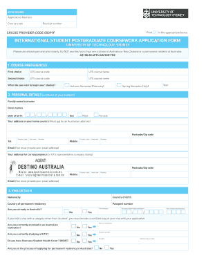 International Student Postgraduate Coursework Application Form