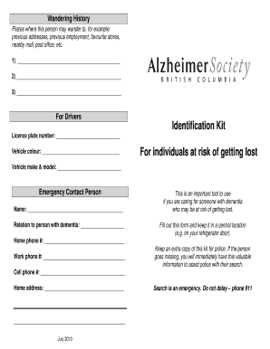 Identification Kit for Individuals at Risk of Getting Lost