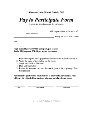 Pay to Participate Form