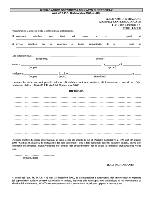 Dichiarazione Sostitutiva dell’Atto di Notorietà