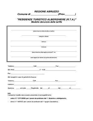 Modello denuncia delle tariffe