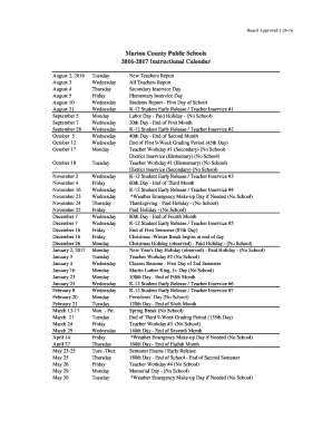 July 31 2016 calendar - Marion County Public Schools 2016-2017 Instructional Calendar