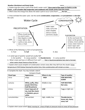 Weather Worksheet and Study Guide