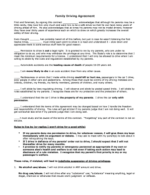 Family Driving Agreement