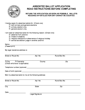 Absentee Ballot Application