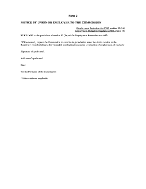 Notice by Union or Employer to the Commission