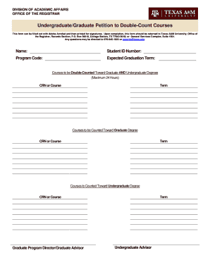 Undergraduate/Graduate Petition to Double-Count Courses