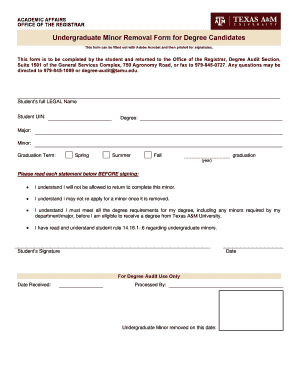 Undergraduate Minor Removal Form