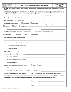 USCG Application for Inspection of US Vessel