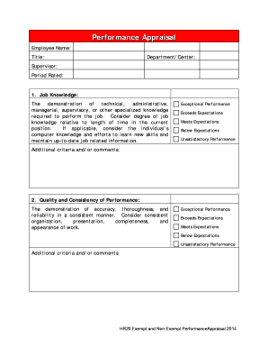 Performance Appraisal for Exempt and Non-Exempt Positions