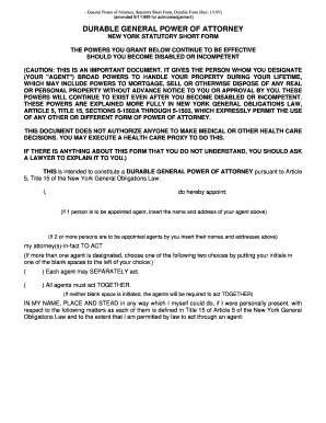 New York Durable General Power of Attorney