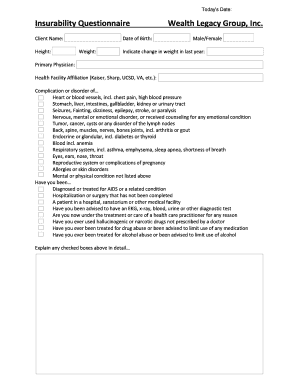 Insurability Questionnaire