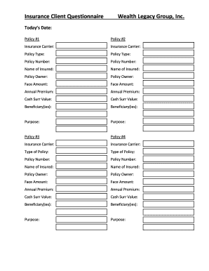 Insurance Client Questionnaire