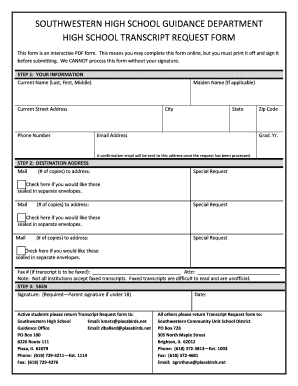 High School Transcript Request Form