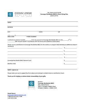 Converge Worldwide Direct Giving Plan Enrollment Form
