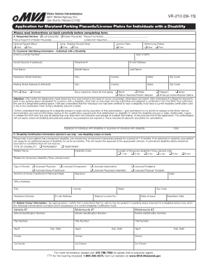 Maryland Disability Parking Placard Application