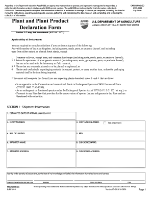 Plant and Plant Product Import Declaration Form