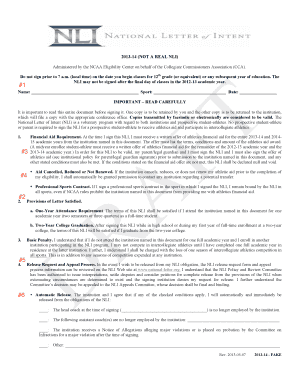 National Letter of Intent