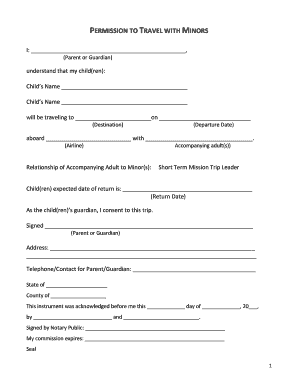 Permission to Travel with Minors