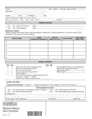 Patient Medical History Form