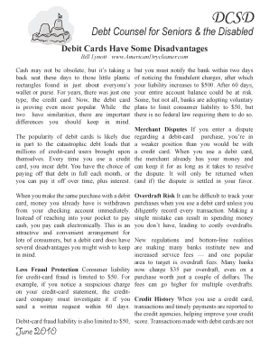 Debit Card Disadvantages Notice