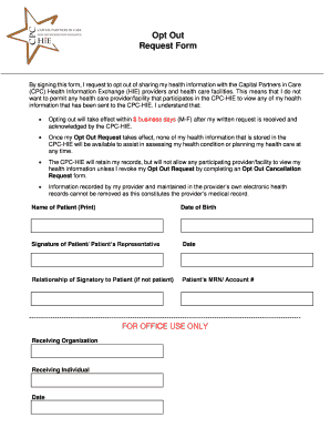 Opt Out Request Form