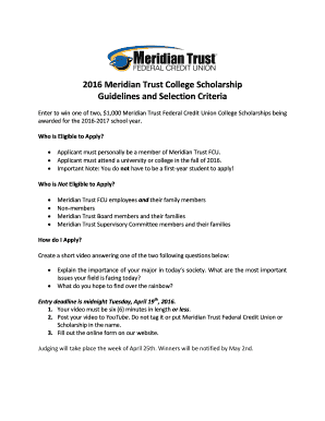 Multiple project tracking - 2016 Meridian Trust College Scholarship Guidelines and