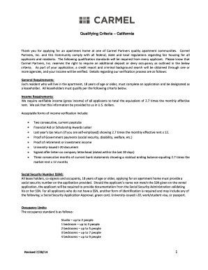 California Apartment Rental Application