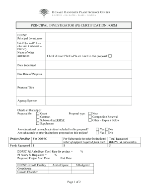 Non profit board structure chart - PI Certification Form - Donald Danforth Plant Science Center - danforthcenter