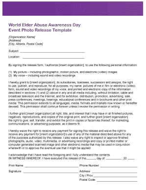 Event Photo Release Template
