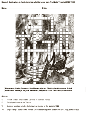 Spanish Exploration Crossword Puzzle