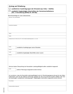 Antrag auf Erteilung zusätzlicher Ausfertigungen der Erlaubnis
