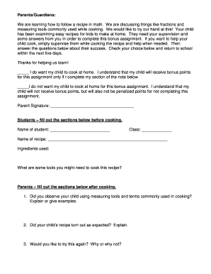Math Recipe Assignment
