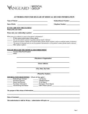Authorization for Release of Medical Records